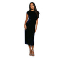 Indigo - Side - Principles Womens-Ladies Velvet Ruched Waist Midi Dress