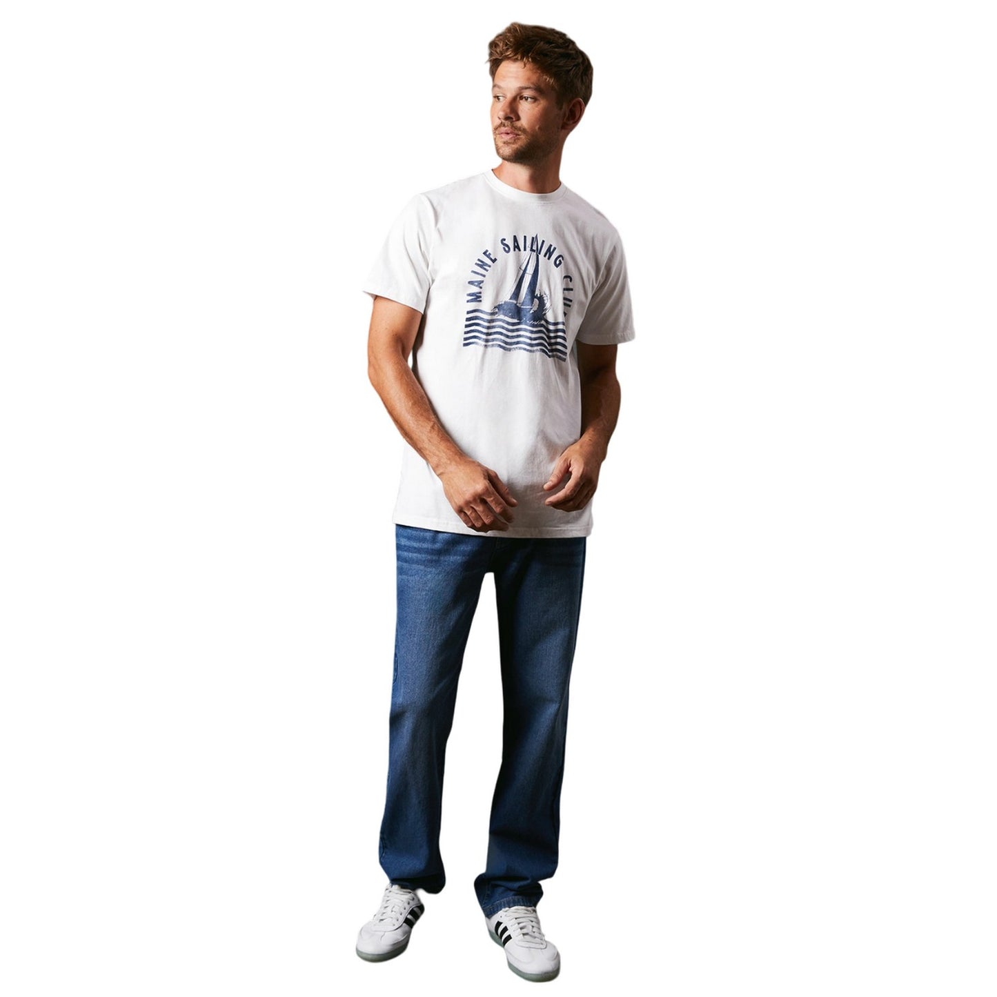 White - Side - Maine Mens Sailing Club Printed T-Shirt