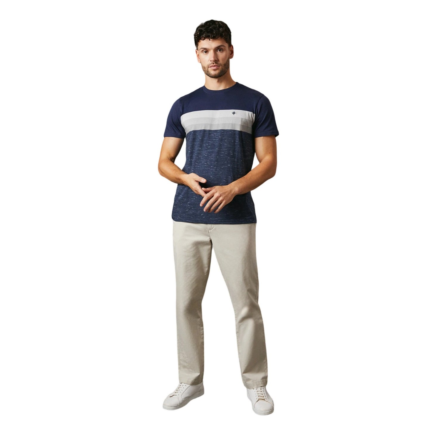 Navy - Side - Maine Mens Detroit Stripe T-Shirt