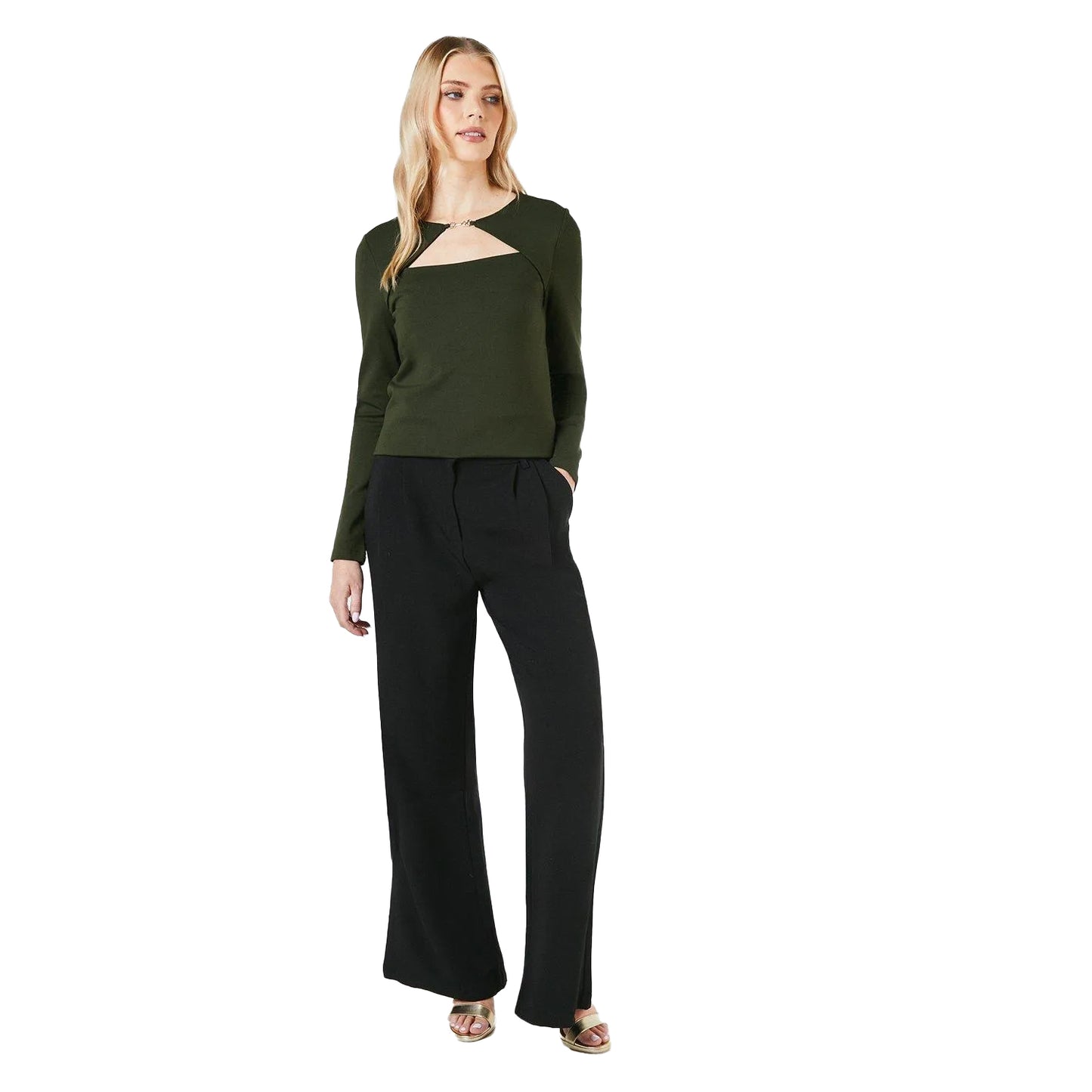 Olive - Lifestyle - Principles Womens-Ladies Ponte Trim Detail Top