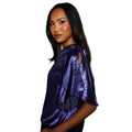 Navy - Side - Principles Womens-Ladies Metallic Slit Sleeve Top