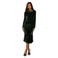 Forest - Front - Principles Womens-Ladies Velvet Asymmetric Cut Out Midaxi Dress