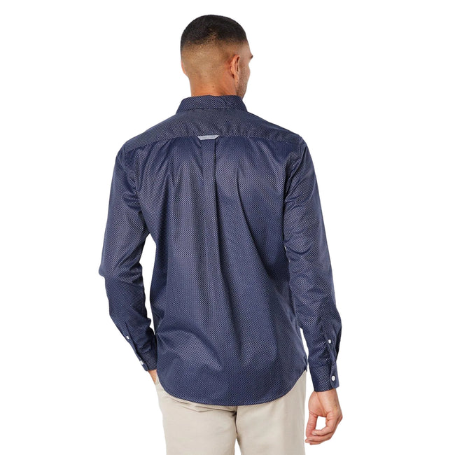 Navy - Back - Maine Mens Zizi Textured Long-Sleeved Shirt