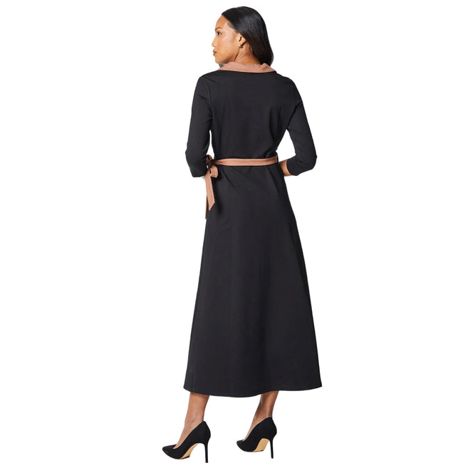 Black - Back - Principles Womens-Ladies Contrast Ponte Wrap Dress
