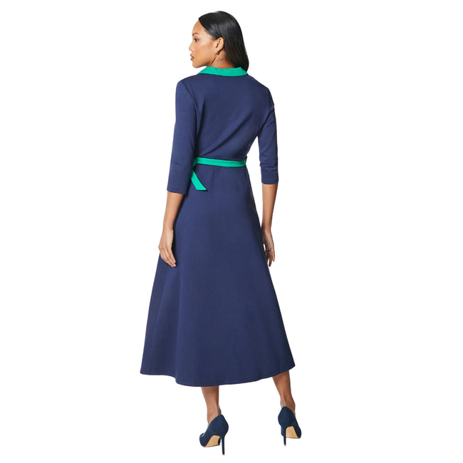 Navy - Back - Principles Womens-Ladies Contrast Ponte Wrap Dress