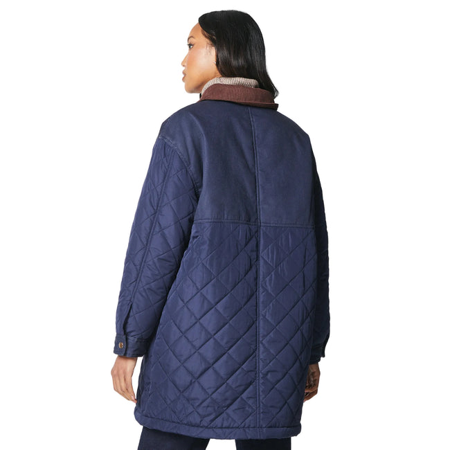 Navy - Back - Principles Womens-Ladies Quilted Corduroy Collar Jacket