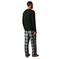 Black - Back - Maine Mens Checked Microfleece Pyjama Set