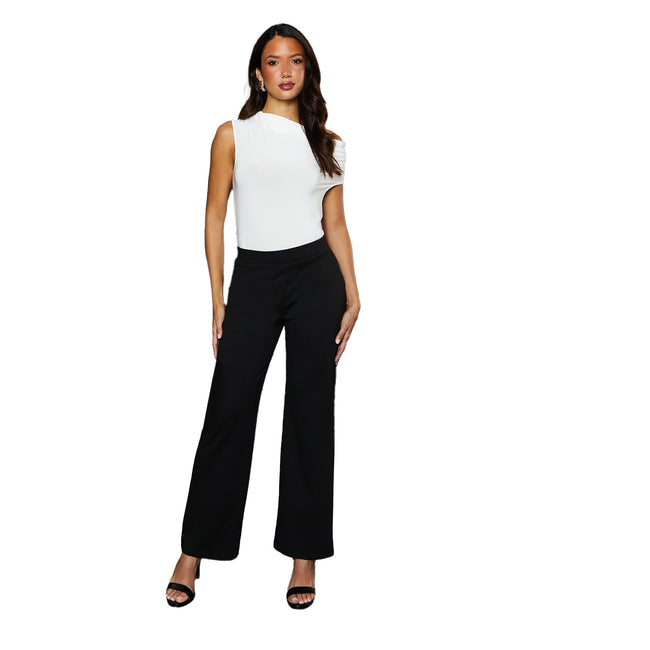 Black - Side - Debenhams Womens-Ladies Ponte Wide Leg Trousers