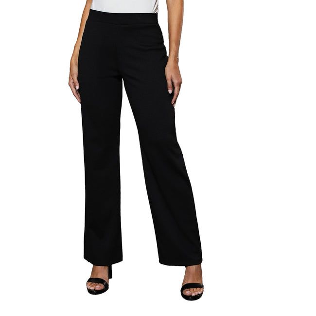 Black - Front - Debenhams Womens-Ladies Ponte Wide Leg Trousers