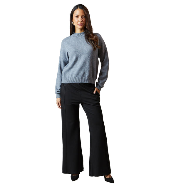 Grey - Side - Principles Womens-Ladies High-Neck Jumper