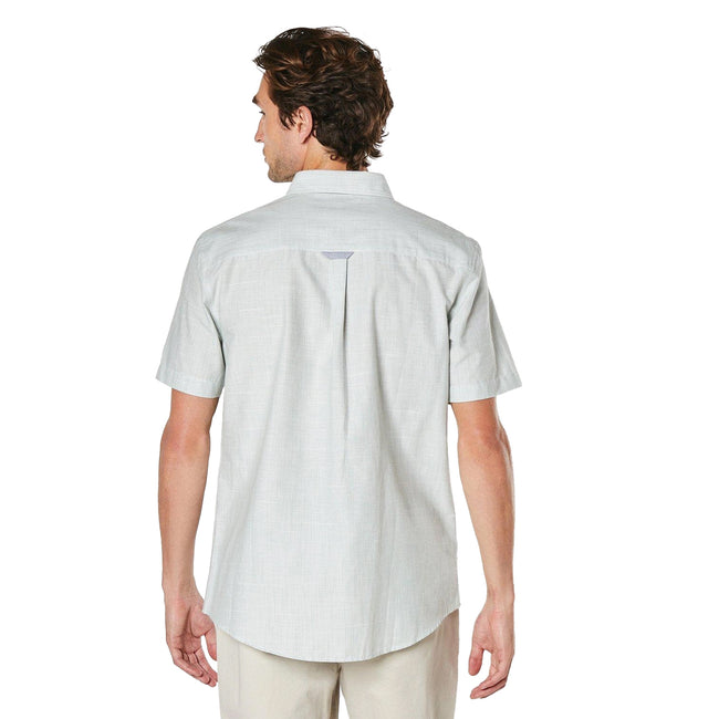 Khaki - Back - Maine Mens Slub Poplin Short-Sleeved Shirt