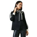 Black - Front - Principles Womens-Ladies Contrast Detail Satin Top
