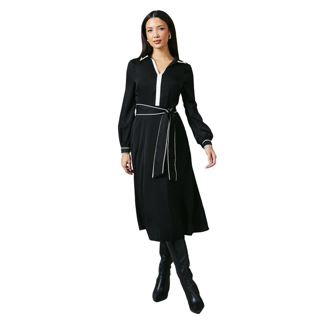 Monochrome - Side - Principles Womens-Ladies Contrast Detail Collared Midi Dress