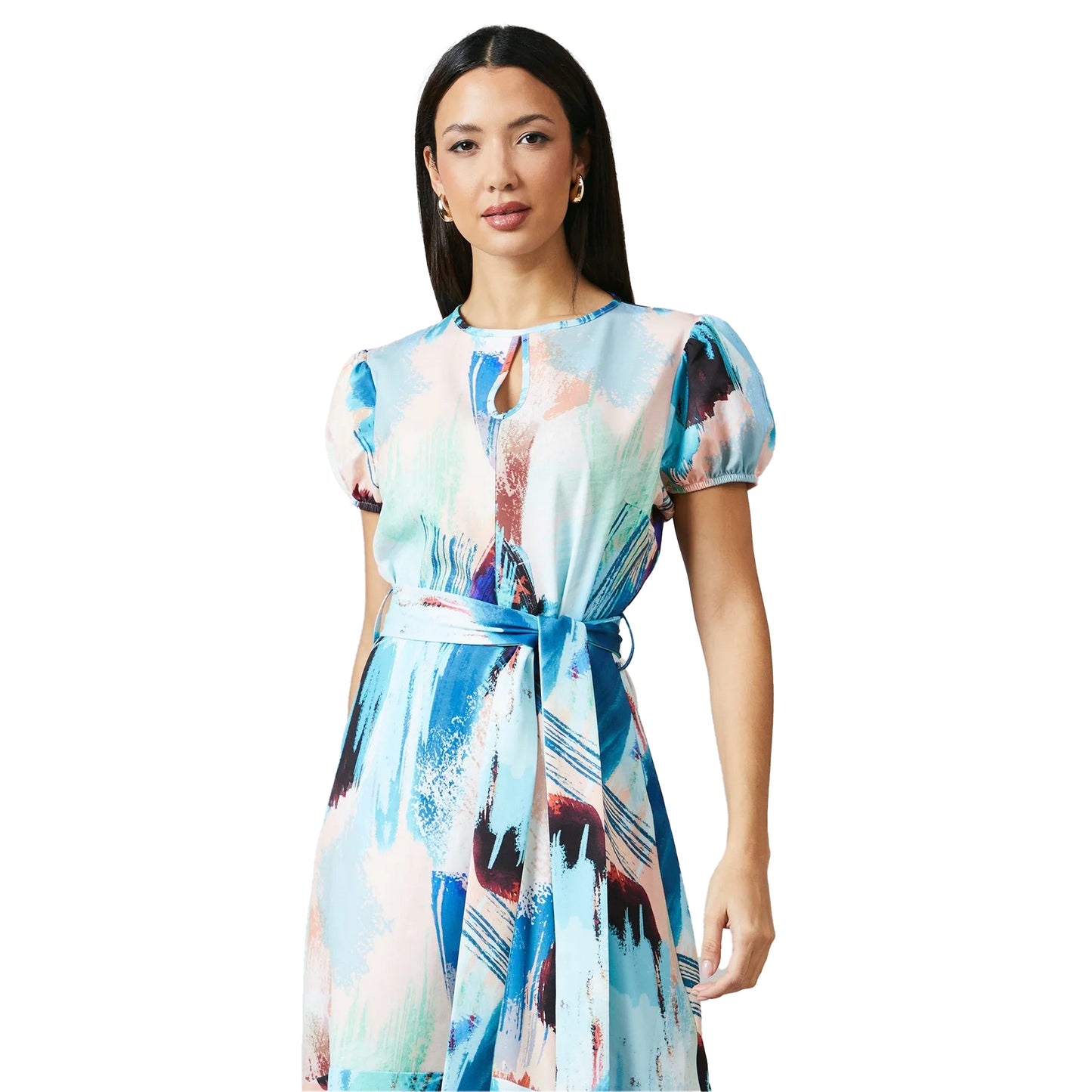 Multicoloured - Pack Shot - Principles Womens-Ladies Abstract Piped Midi Dress