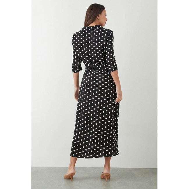Monochrome - Back - Dorothy Perkins Womens-Ladies Spotted Tall Shirt Dress