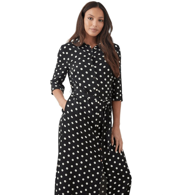 Monochrome - Side - Dorothy Perkins Womens-Ladies Spotted Tall Shirt Dress