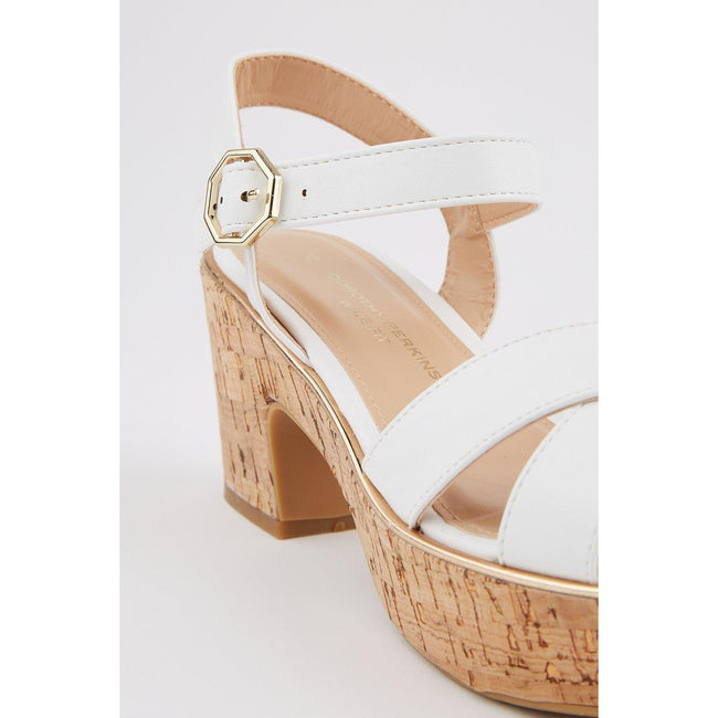 White - Back - Dorothy Perkins Womens-Ladies Rome Crossover Wide Wedge Sandals