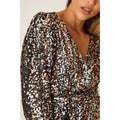 Bronze - Side - Dorothy Perkins Womens-Ladies Sequin Belt Wrap Midi Dress