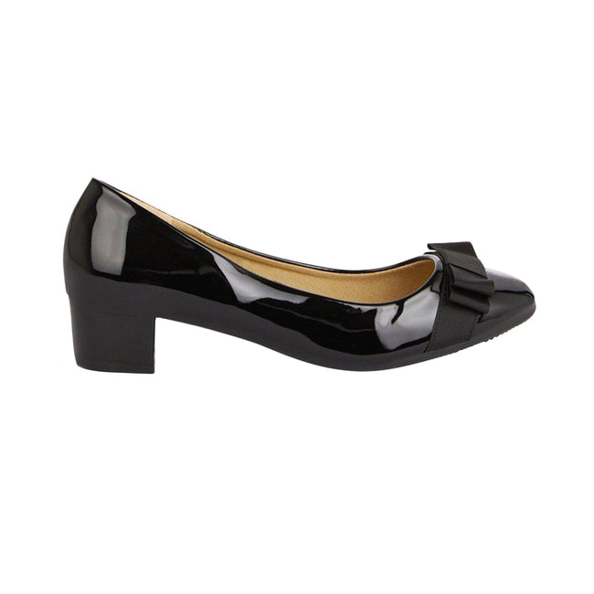 Black - Back - Good For The Sole Womens-Ladies Cici Bow Block Heel Court Shoes