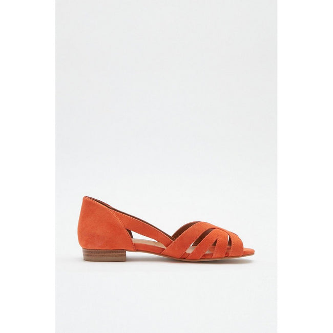 Orange - Back - Principles Womens-Ladies Barb Cut Out Leather Wide Sandals