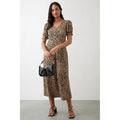 Brown-Black - Lifestyle - Dorothy Perkins Womens-Ladies Leopard Print Short-Sleeved Midi Dress