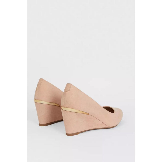 Blush - Side - Dorothy Perkins Womens-Ladies Duke Round Toe Wedge Court Shoes