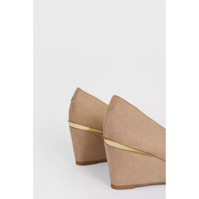 Taupe - Back - Dorothy Perkins Womens-Ladies Duke Round Toe Wedge Court Shoes