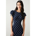 Navy - Side - Dorothy Perkins Womens-Ladies Empire Spotted Ruffle Midi Dress