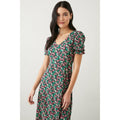 Multicoloured - Side - Dorothy Perkins Womens-Ladies Ditsy Print V Neck Short-Sleeved Midi Dress