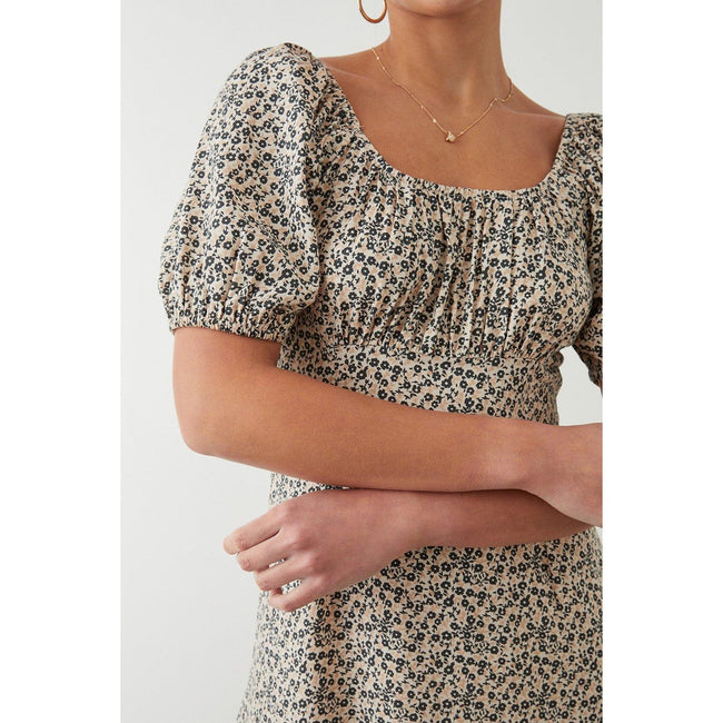 Ivory - Side - Dorothy Perkins Womens-Ladies Ditsy Print Ruched Midi Dress