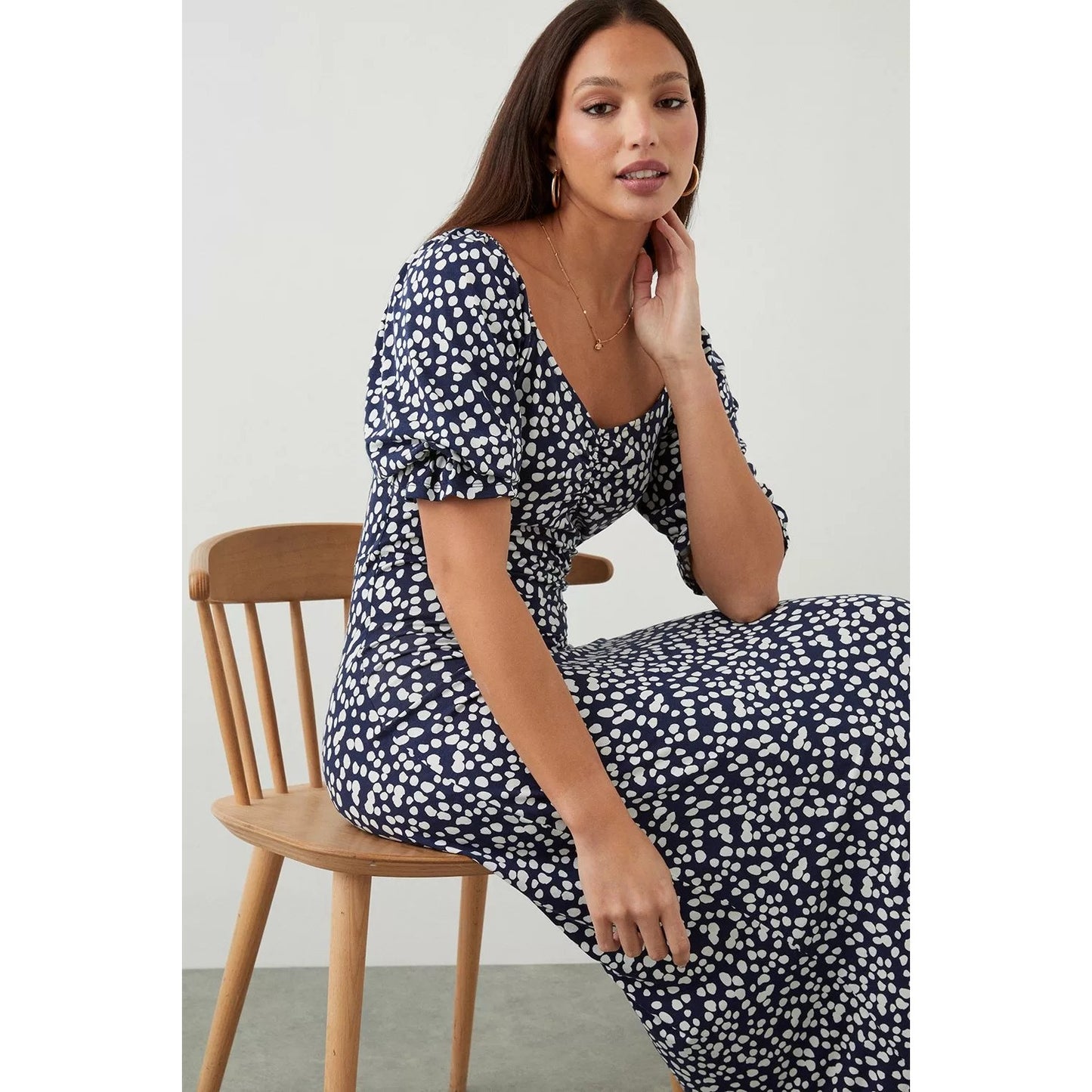 Navy - Lifestyle - Dorothy Perkins Womens-Ladies Spotted Sweetheart Tall Midi Dress