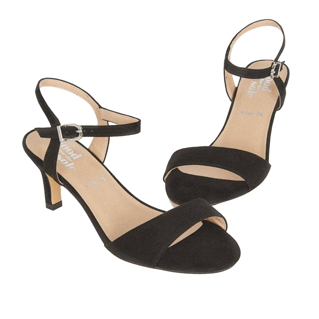 Black - Front - Good For The Sole Womens-Ladies Thora Extra Wide Heeled Sandals