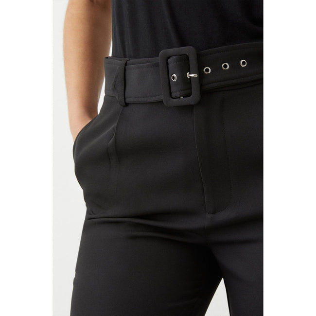 Black - Side - Dorothy Perkins Womens-Ladies Belted High Waist Slim Trousers