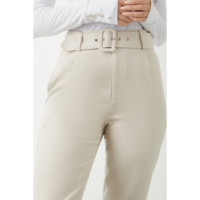 Stone - Side - Dorothy Perkins Womens-Ladies Belted High Waist Slim Trousers