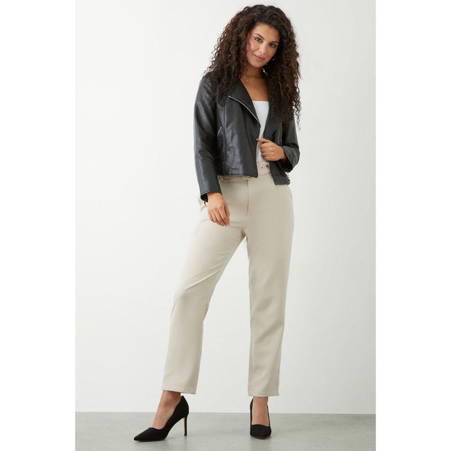 Stone - Lifestyle - Dorothy Perkins Womens-Ladies Belted High Waist Slim Trousers