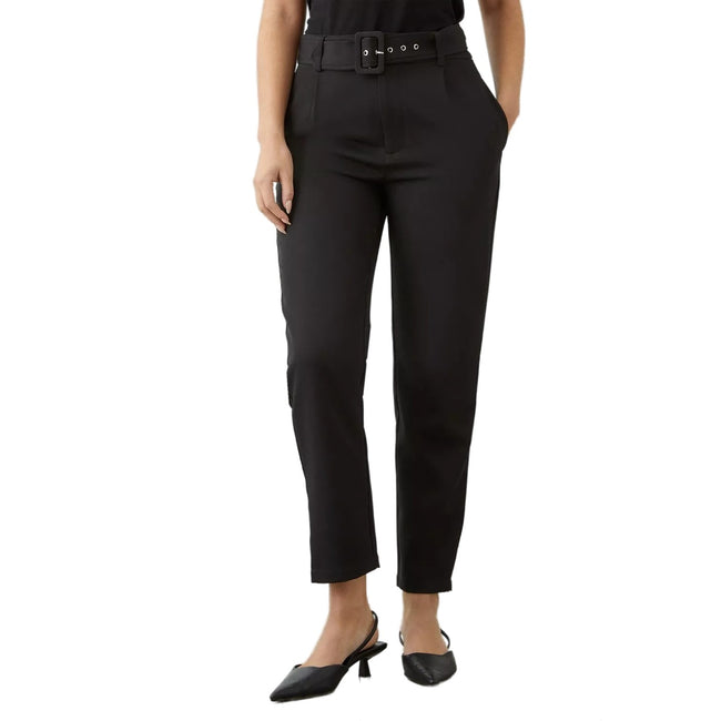 Black - Front - Dorothy Perkins Womens-Ladies Belted High Waist Slim Trousers