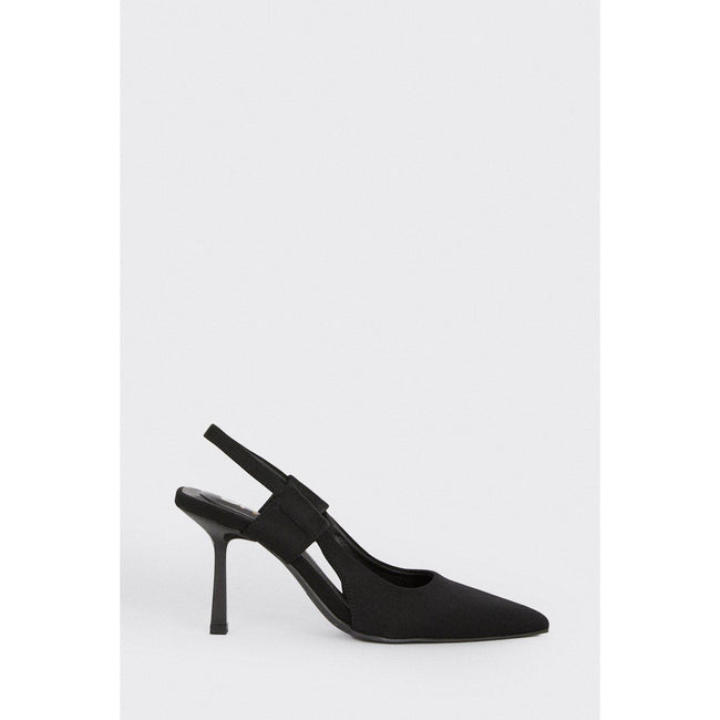 Black - Side - Dorothy Perkins Womens-Ladies Bethan Satin Sling Back Court Shoes