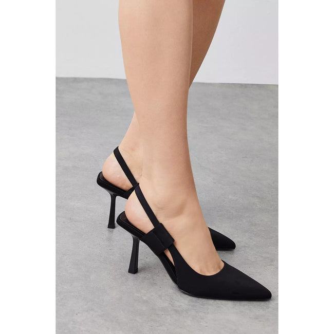 Black - Lifestyle - Dorothy Perkins Womens-Ladies Bethan Satin Sling Back Court Shoes