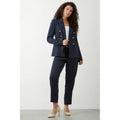 Navy - Close up - Dorothy Perkins Womens-Ladies Military Button Blazer