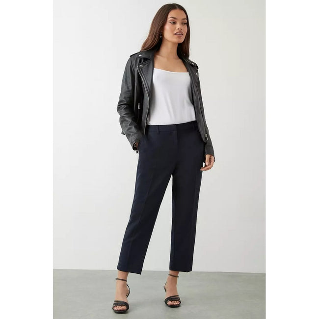 Navy - Pack Shot - Dorothy Perkins Womens-Ladies Naples Petite Ankle Grazer Trousers