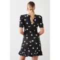 Black - Back - Dorothy Perkins Womens-Ladies Floral Ruched Front Tall Mini Dress