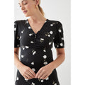 Black - Side - Dorothy Perkins Womens-Ladies Floral Ruched Front Tall Mini Dress