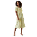 Yellow - Front - Dorothy Perkins Womens-Ladies Ditsy Print Shirred Midi Dress