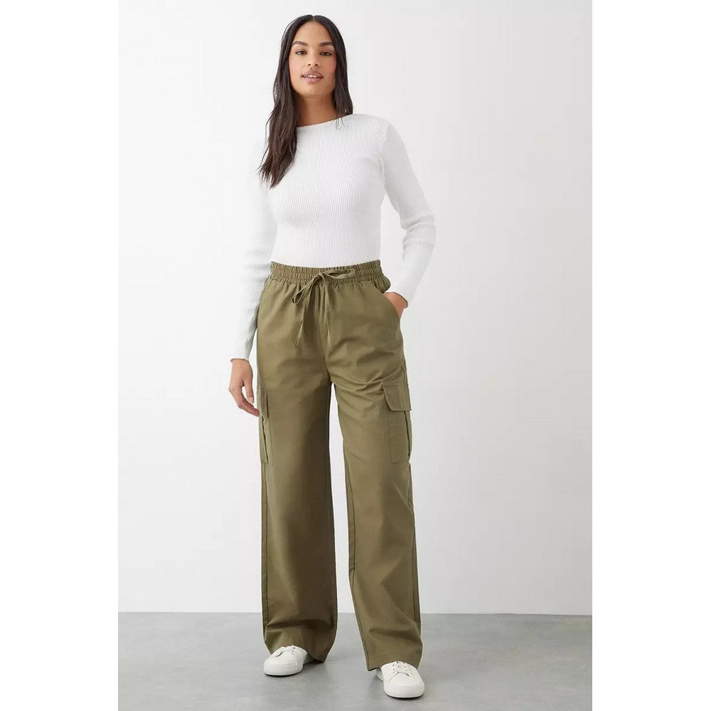 Khaki - Lifestyle - Dorothy Perkins Womens-Ladies Drawstring Cargo Trousers