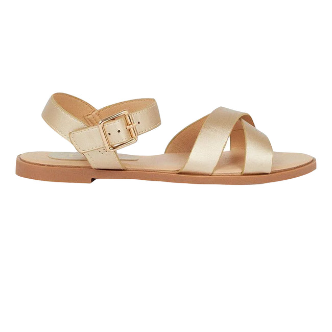 Gold - Back - Dorothy Perkins Womens-Ladies Florence Crossover Side Strap Flat Sandals