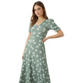 Khaki - Side - Dorothy Perkins Womens-Ladies Ditsy Print Short-Sleeved Midi Dress
