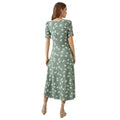 Khaki - Back - Dorothy Perkins Womens-Ladies Ditsy Print Short-Sleeved Midi Dress