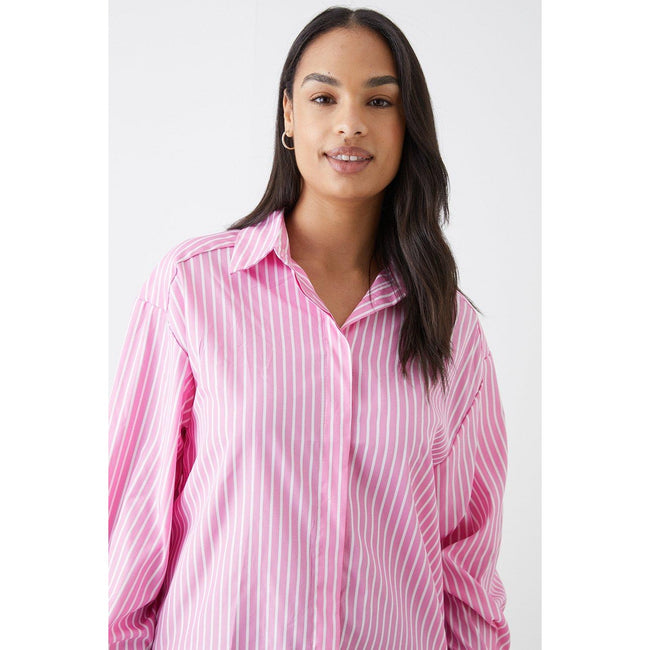 Pink - Side - Dorothy Perkins Womens-Ladies Striped Shirt