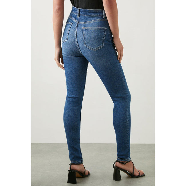 Indigo - Back - Dorothy Perkins Womens-Ladies Authentic High Waist Skinny Jeans
