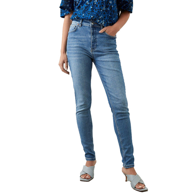 Mid Wash - Front - Dorothy Perkins Womens-Ladies Authentic High Waist Skinny Jeans